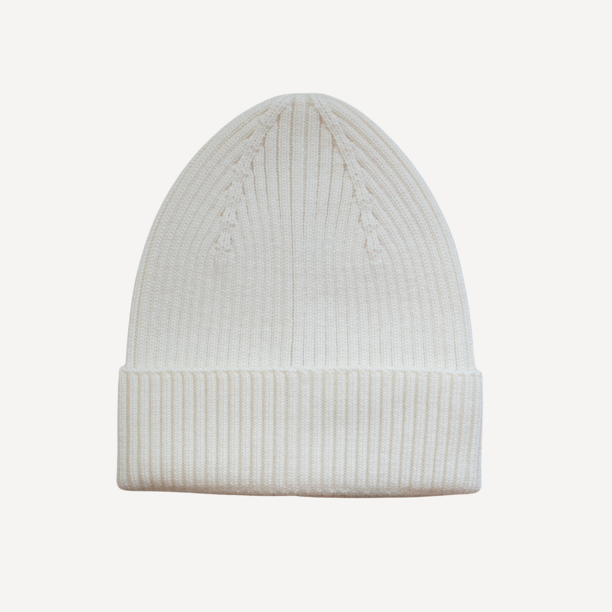 TANSY off-white ribbed merino wool beanie for children